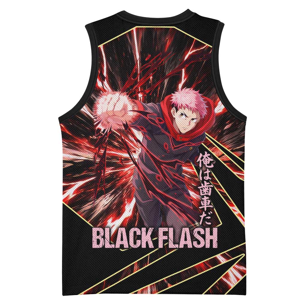 Yuji Itadori Black Flash Basketball Jersey Dynamic Cursed Energy Burst Style