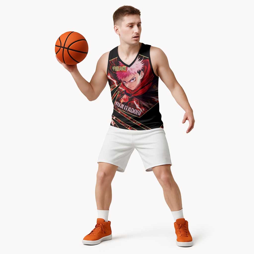 Yuji Itadori Black Flash Basketball Jersey Dynamic Cursed Energy Burst Style