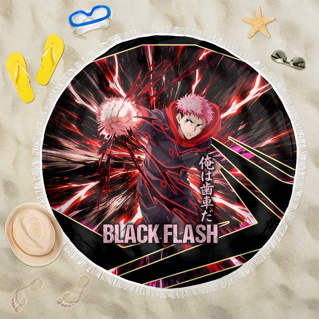 Yuji Itadori Black Flash Beach Blanket Dynamic Cursed Energy Burst Style