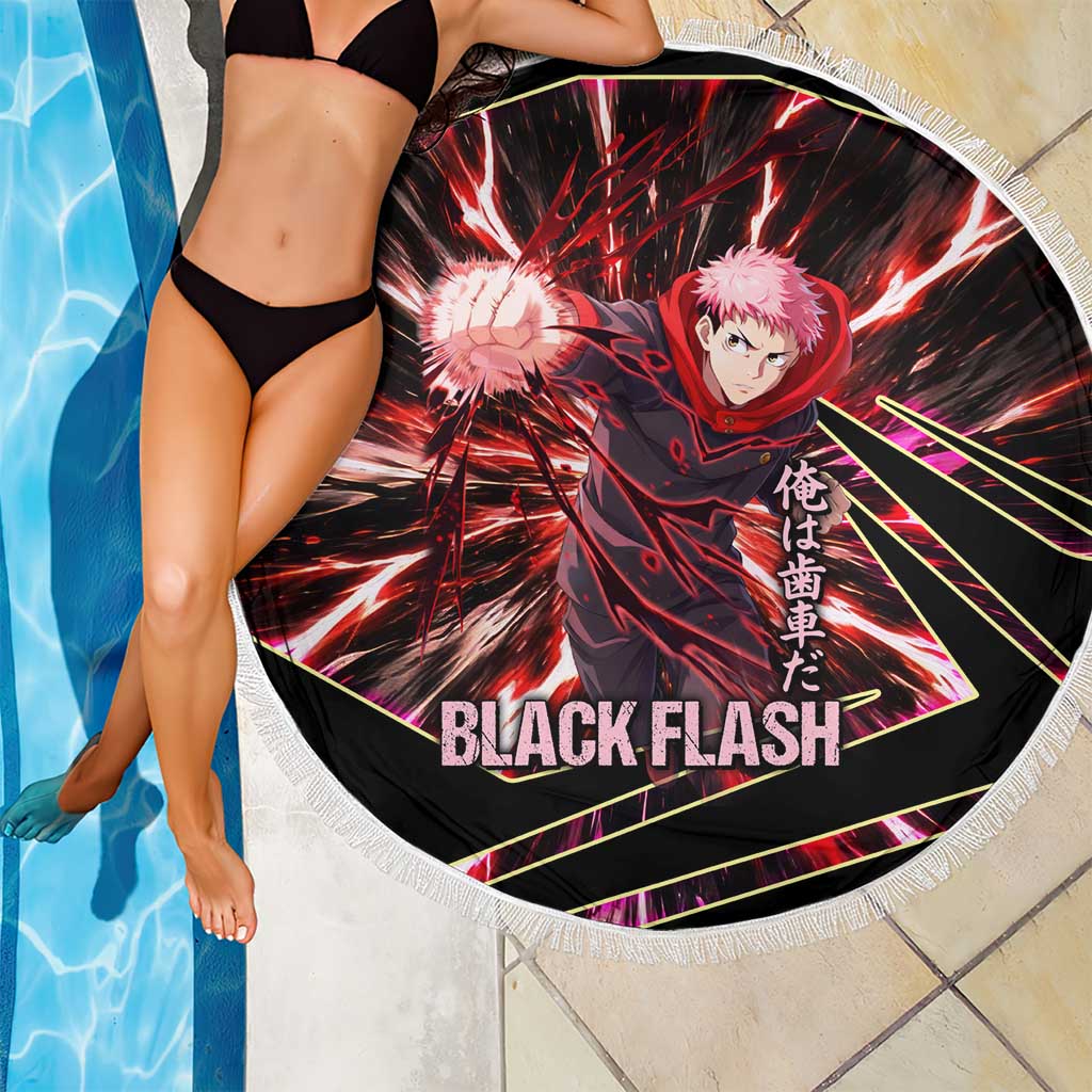 Yuji Itadori Black Flash Beach Blanket Dynamic Cursed Energy Burst Style