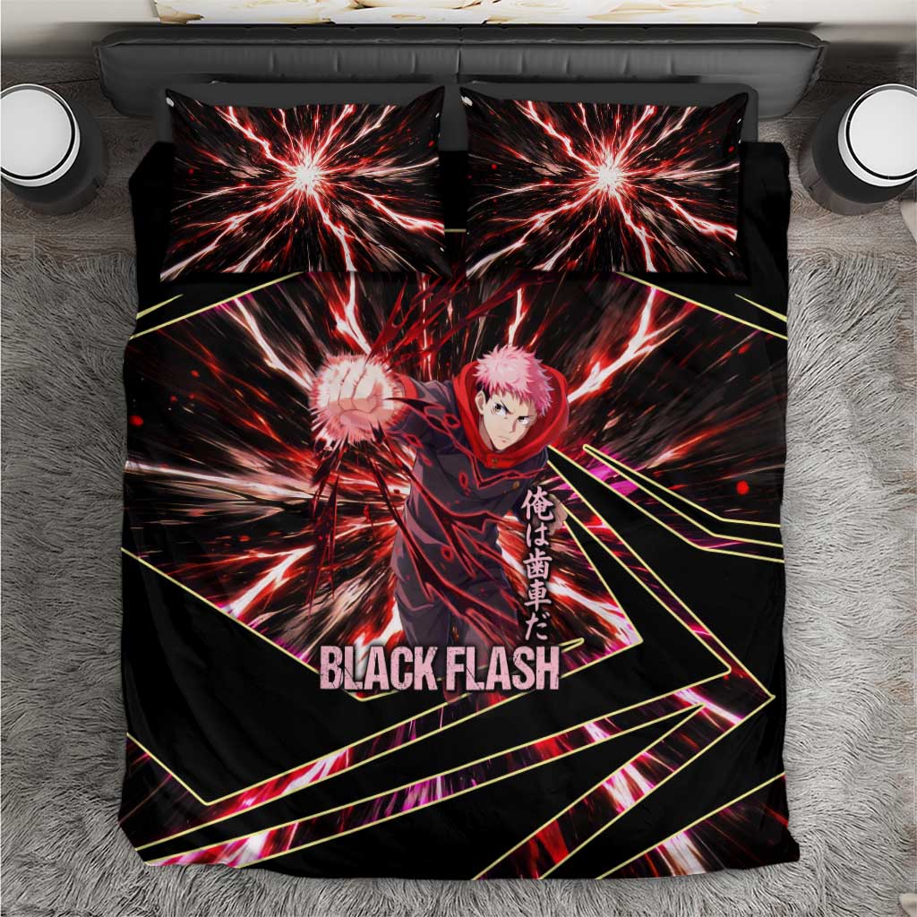 Yuji Itadori Black Flash Bedding Set Dynamic Cursed Energy Burst Style