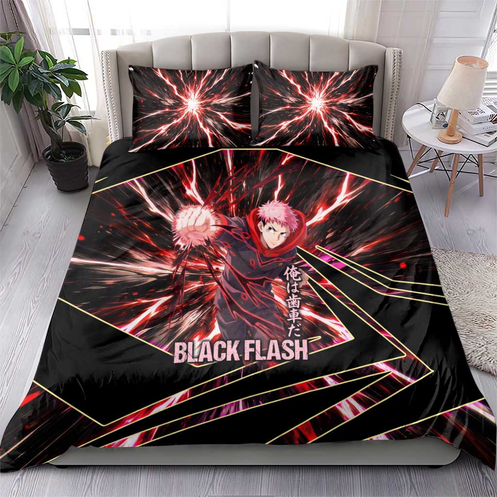 Yuji Itadori Black Flash Bedding Set Dynamic Cursed Energy Burst Style