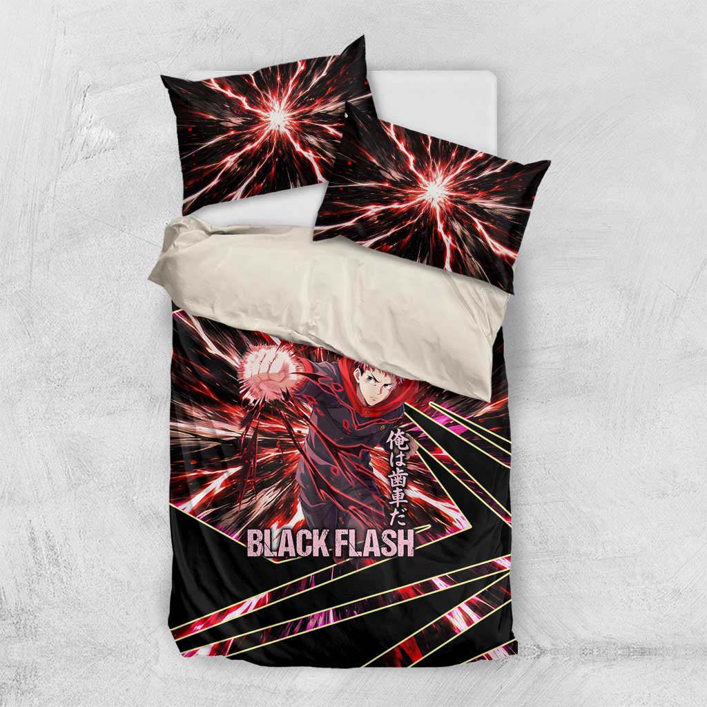 Yuji Itadori Black Flash Bedding Set Dynamic Cursed Energy Burst Style