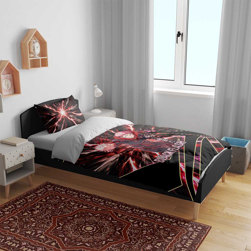 Yuji Itadori Black Flash Bedding Set Dynamic Cursed Energy Burst Style