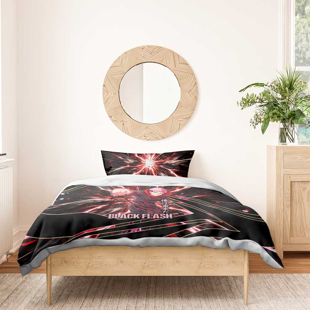 Yuji Itadori Black Flash Bedding Set Dynamic Cursed Energy Burst Style