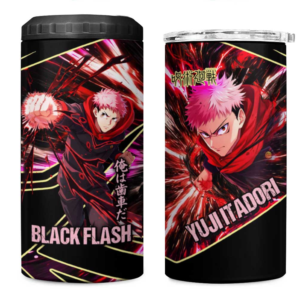 Yuji Itadori Black Flash 4 in 1 Can Cooler Tumbler Dynamic Cursed Energy Burst Style