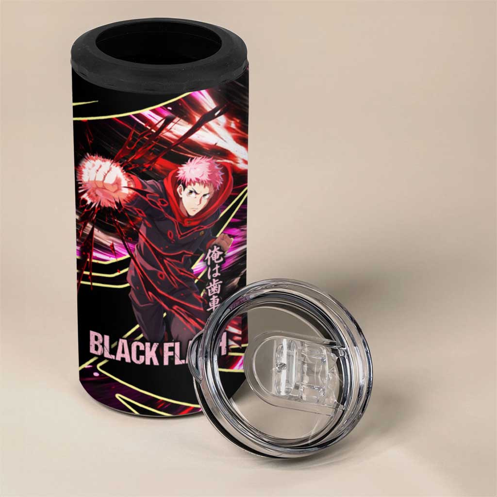 Yuji Itadori Black Flash 4 in 1 Can Cooler Tumbler Dynamic Cursed Energy Burst Style
