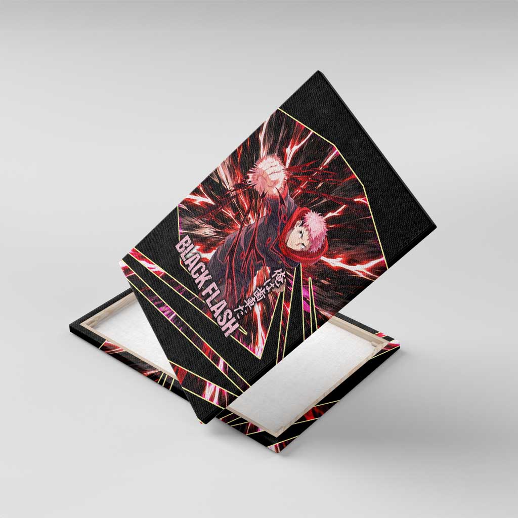 Yuji Itadori Black Flash Canvas Wall Art Dynamic Cursed Energy Burst Style