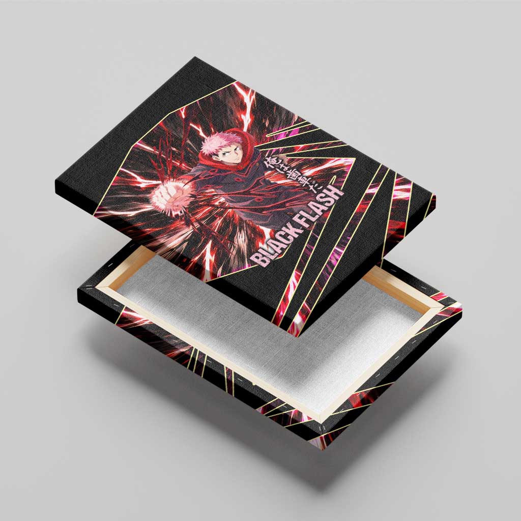 Yuji Itadori Black Flash Canvas Wall Art Dynamic Cursed Energy Burst Style