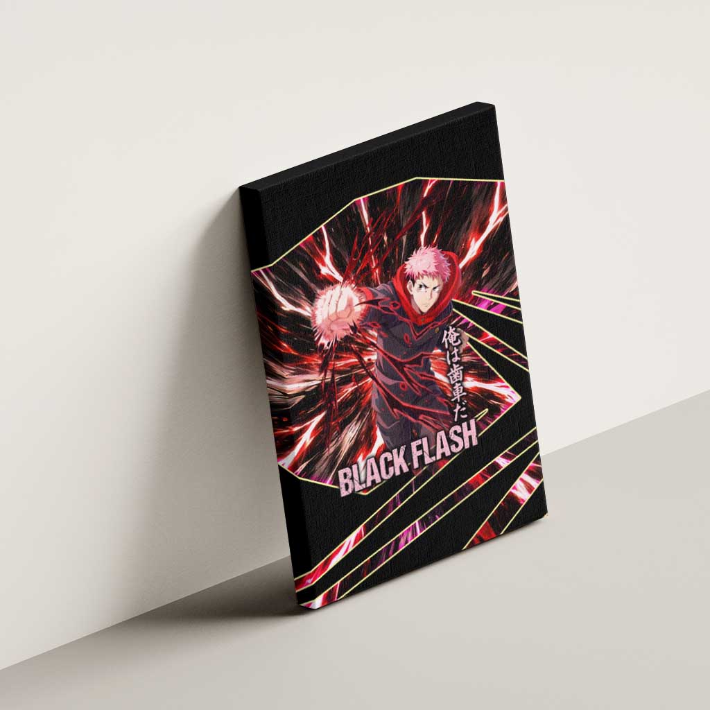 Yuji Itadori Black Flash Canvas Wall Art Dynamic Cursed Energy Burst Style