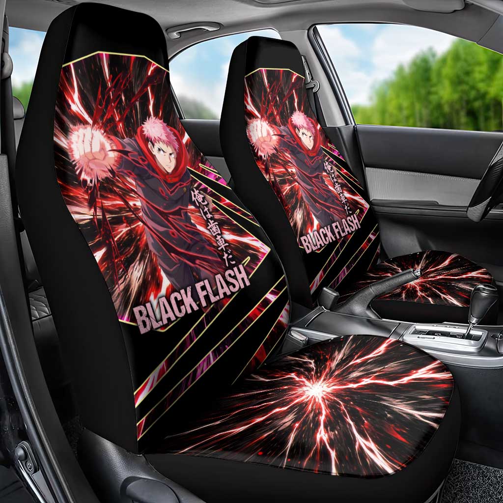 Yuji Itadori Black Flash Car Seat Cover Dynamic Cursed Energy Burst Style