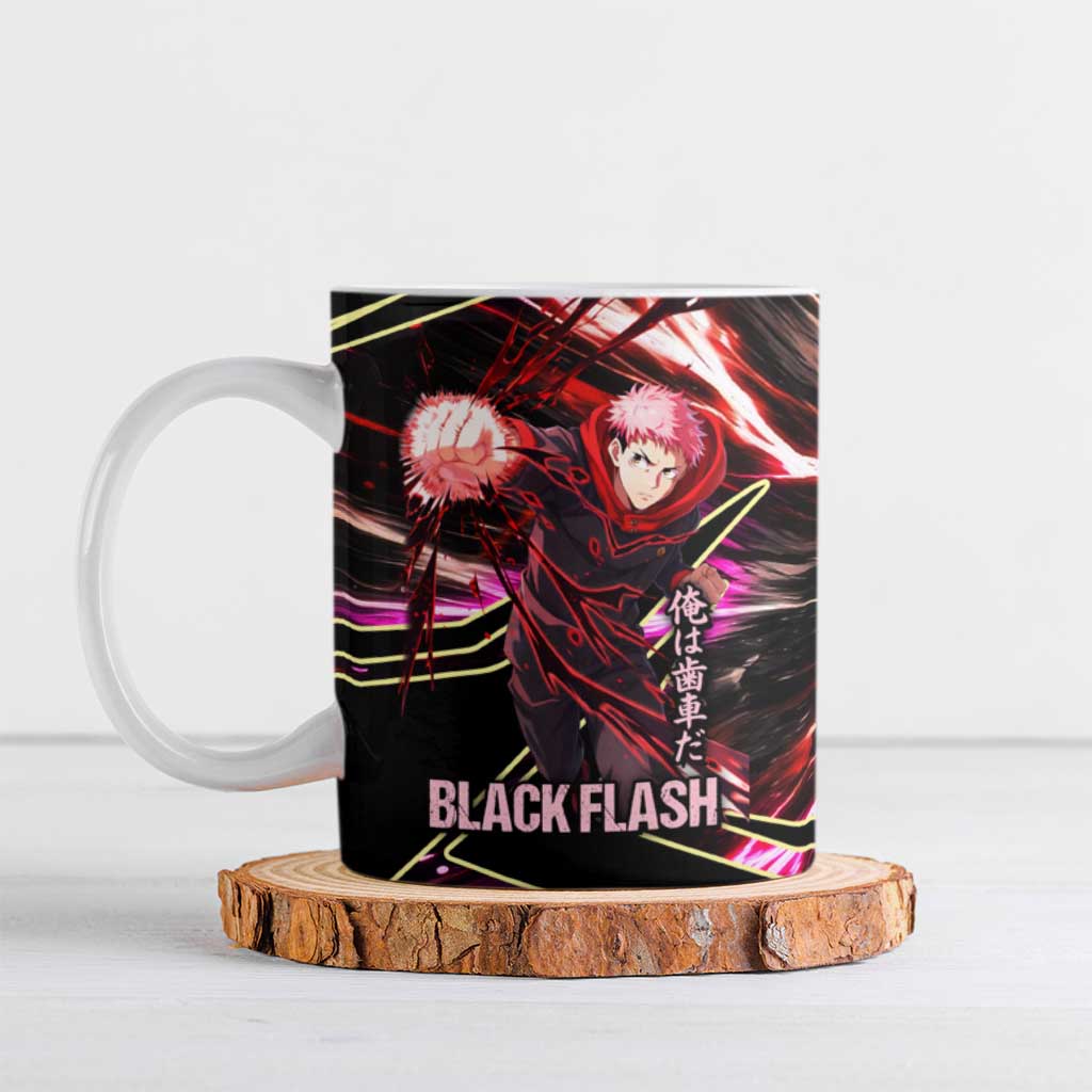 Yuji Itadori Black Flash Ceramic Mug Dynamic Cursed Energy Burst Style