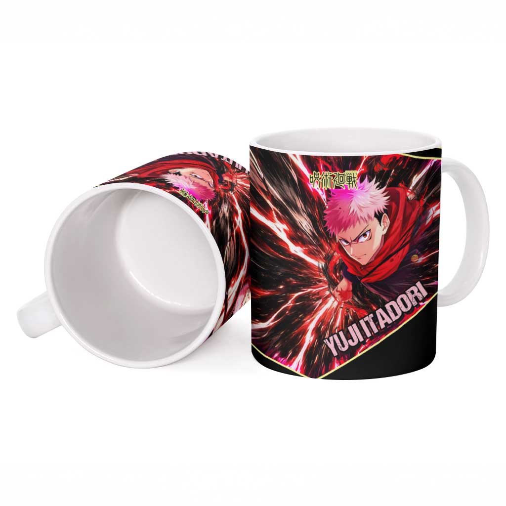 Yuji Itadori Black Flash Ceramic Mug Dynamic Cursed Energy Burst Style