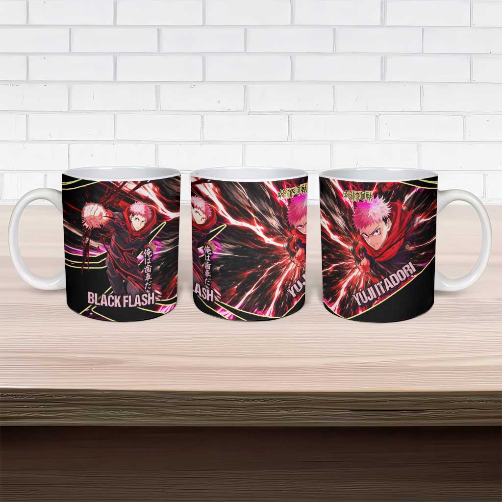 Yuji Itadori Black Flash Ceramic Mug Dynamic Cursed Energy Burst Style
