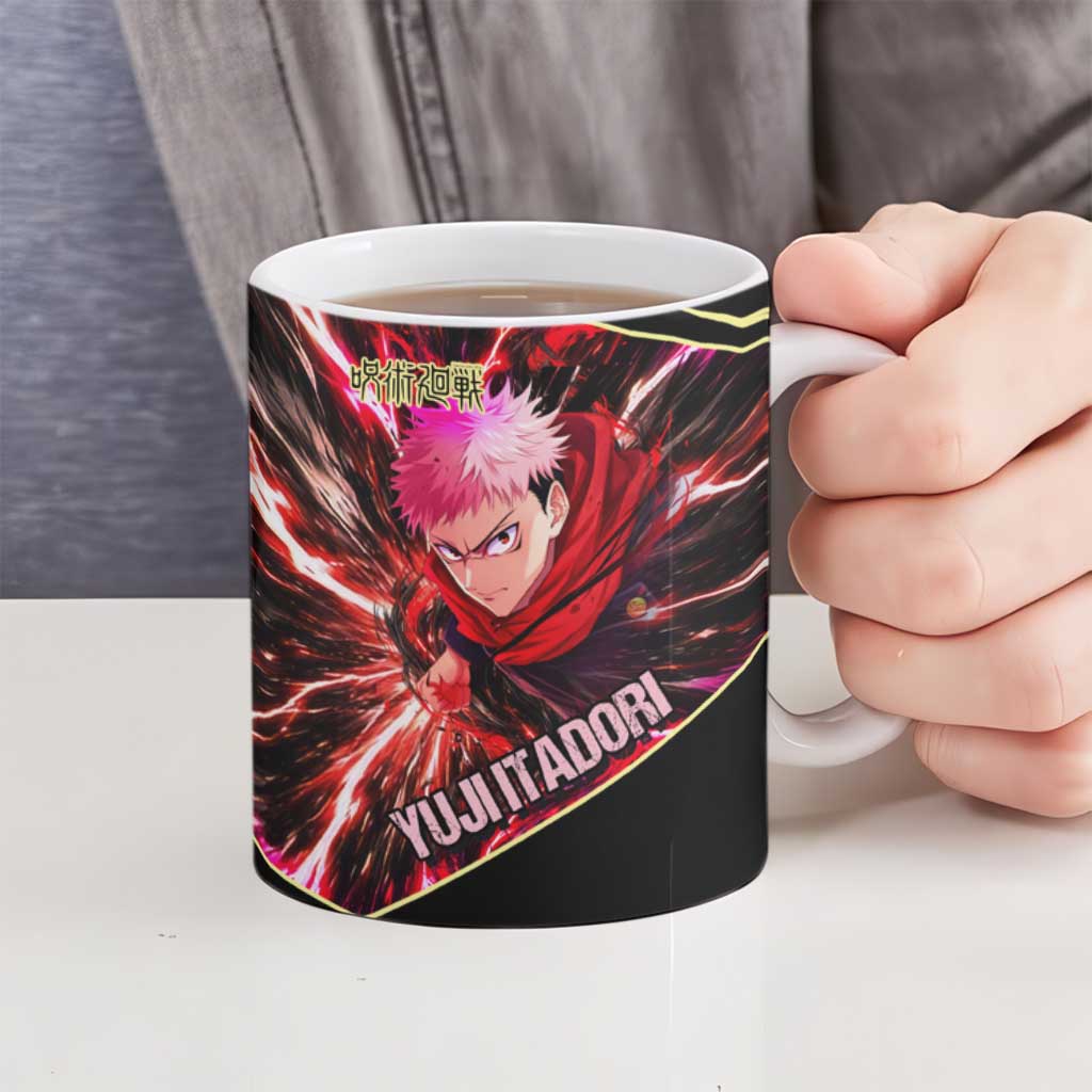 Yuji Itadori Black Flash Ceramic Mug Dynamic Cursed Energy Burst Style