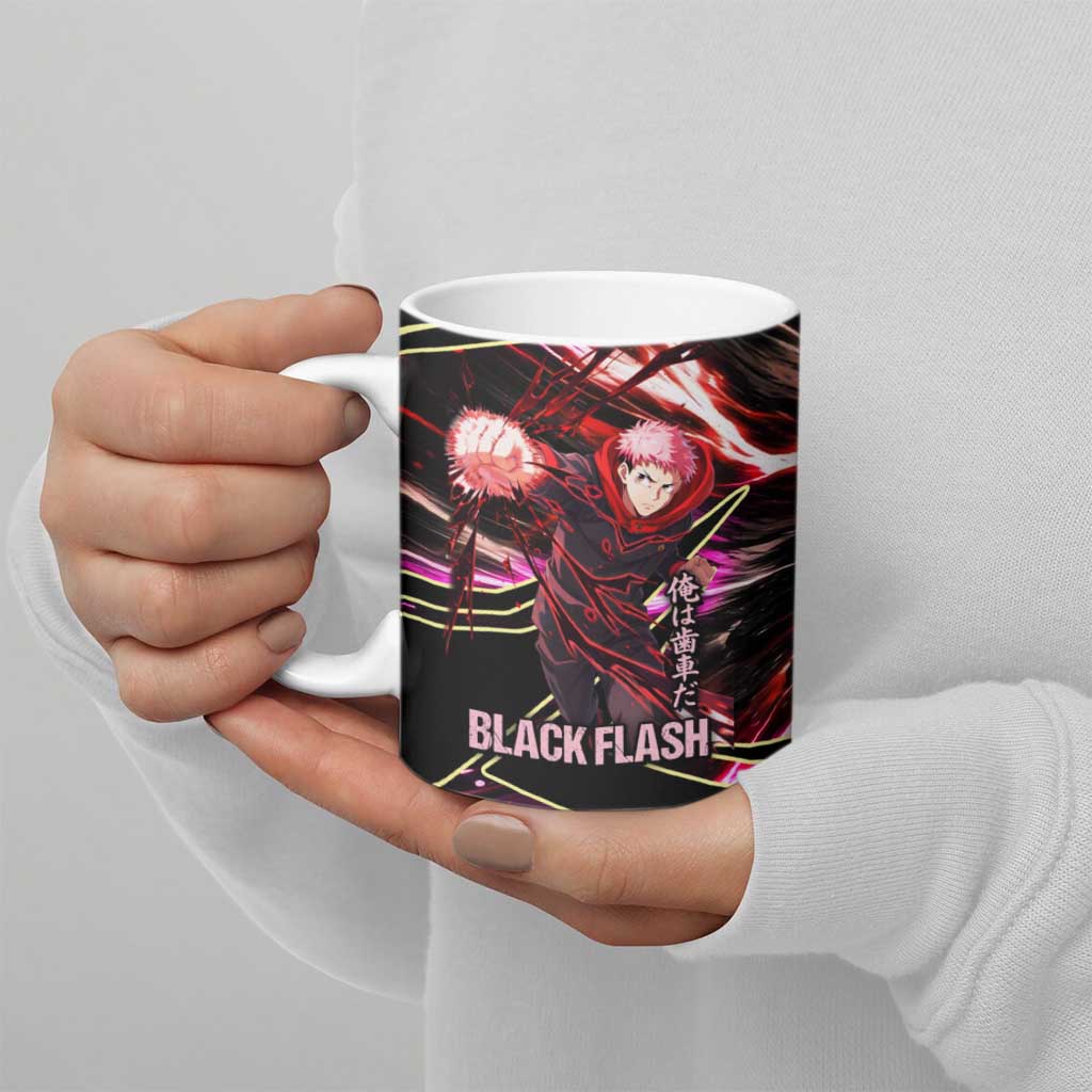 Yuji Itadori Black Flash Ceramic Mug Dynamic Cursed Energy Burst Style