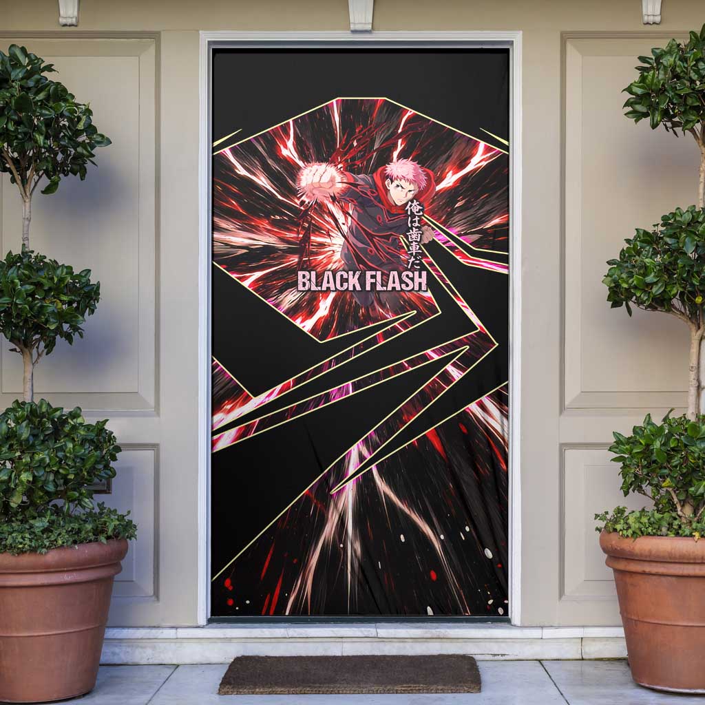 Yuji Itadori Black Flash Door Cover Dynamic Cursed Energy Burst Style