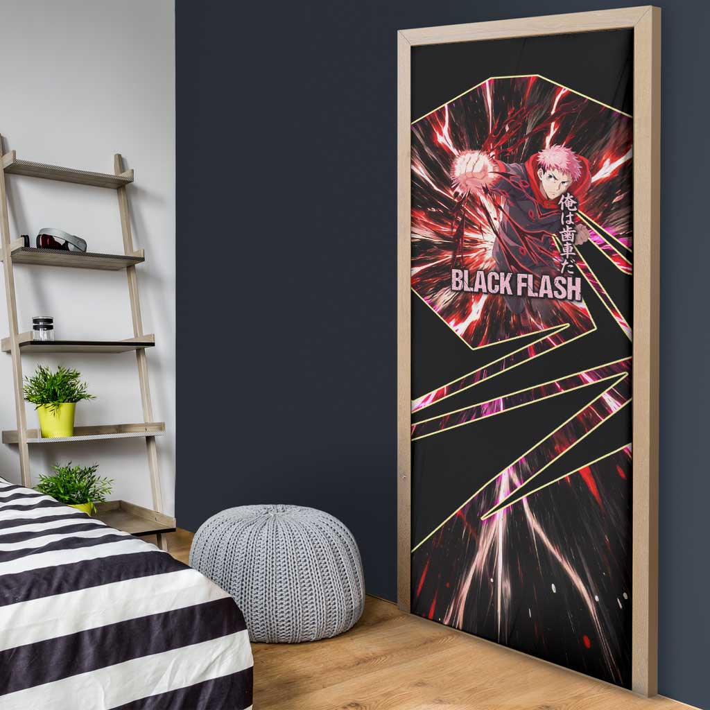 Yuji Itadori Black Flash Door Cover Dynamic Cursed Energy Burst Style