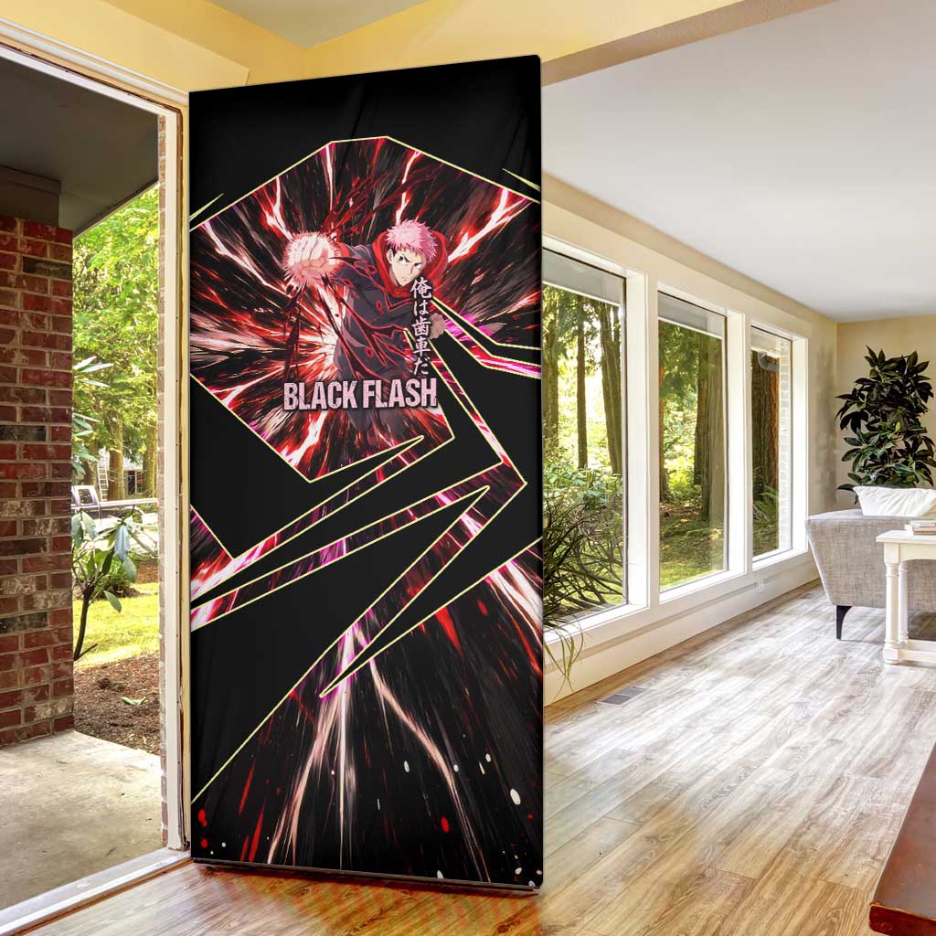 Yuji Itadori Black Flash Door Cover Dynamic Cursed Energy Burst Style