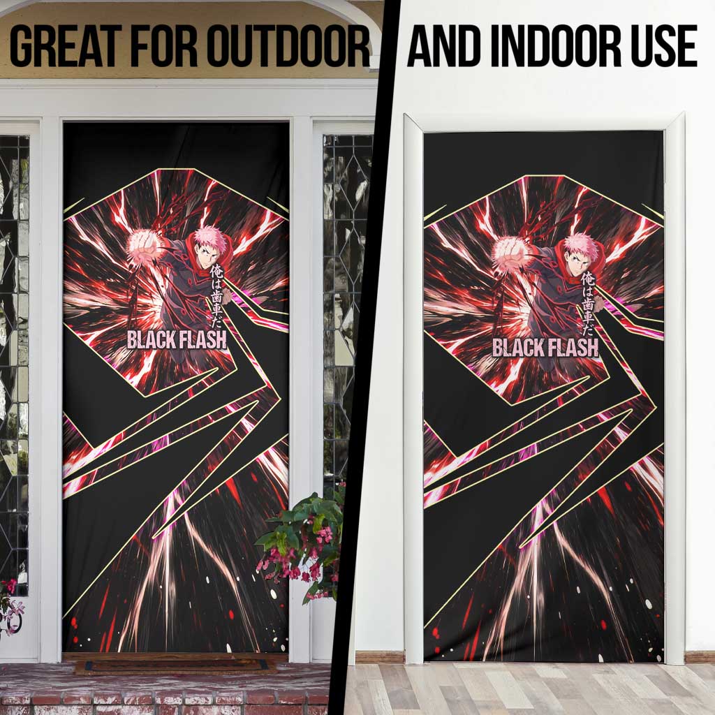 Yuji Itadori Black Flash Door Cover Dynamic Cursed Energy Burst Style