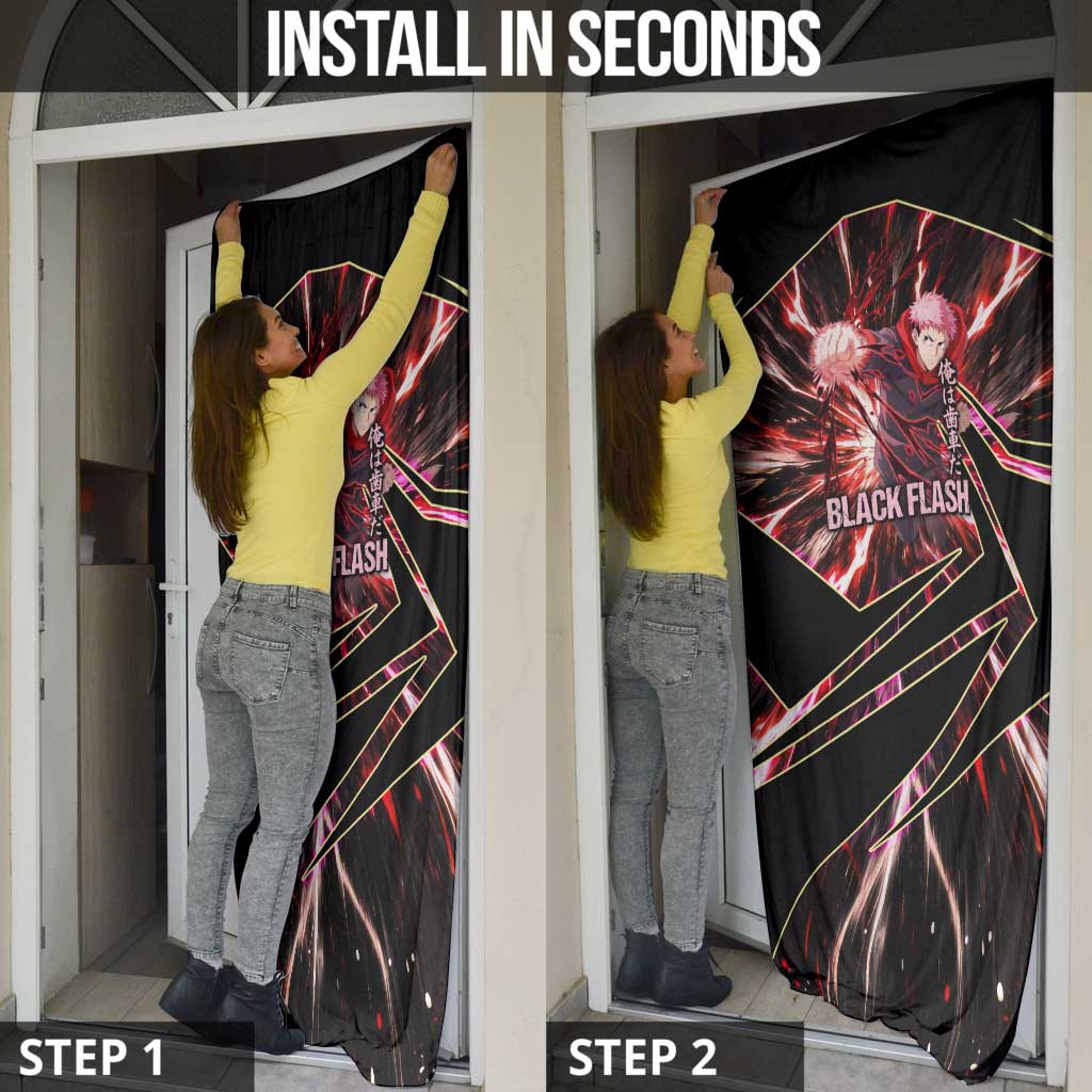 Yuji Itadori Black Flash Door Cover Dynamic Cursed Energy Burst Style