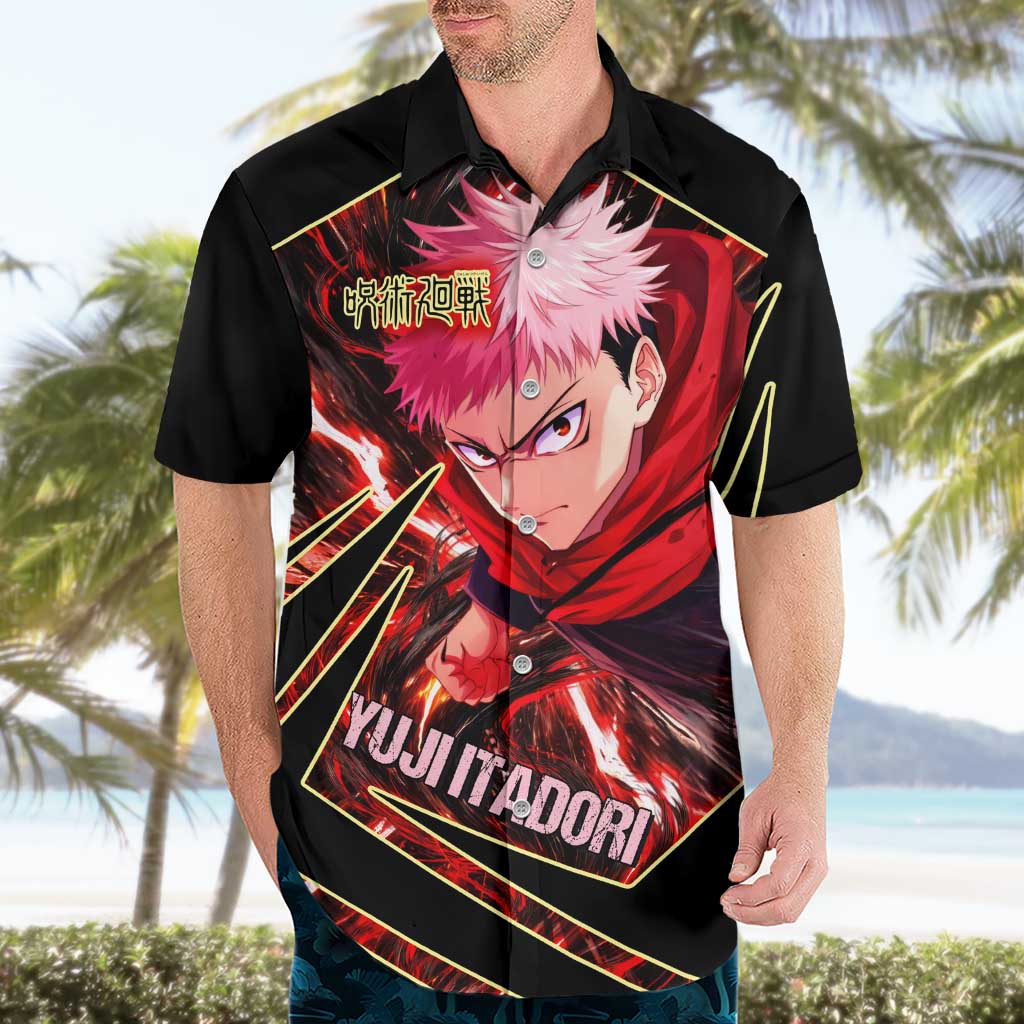 Yuji Itadori Black Flash Hawaiian Shirt Dynamic Cursed Energy Burst Style