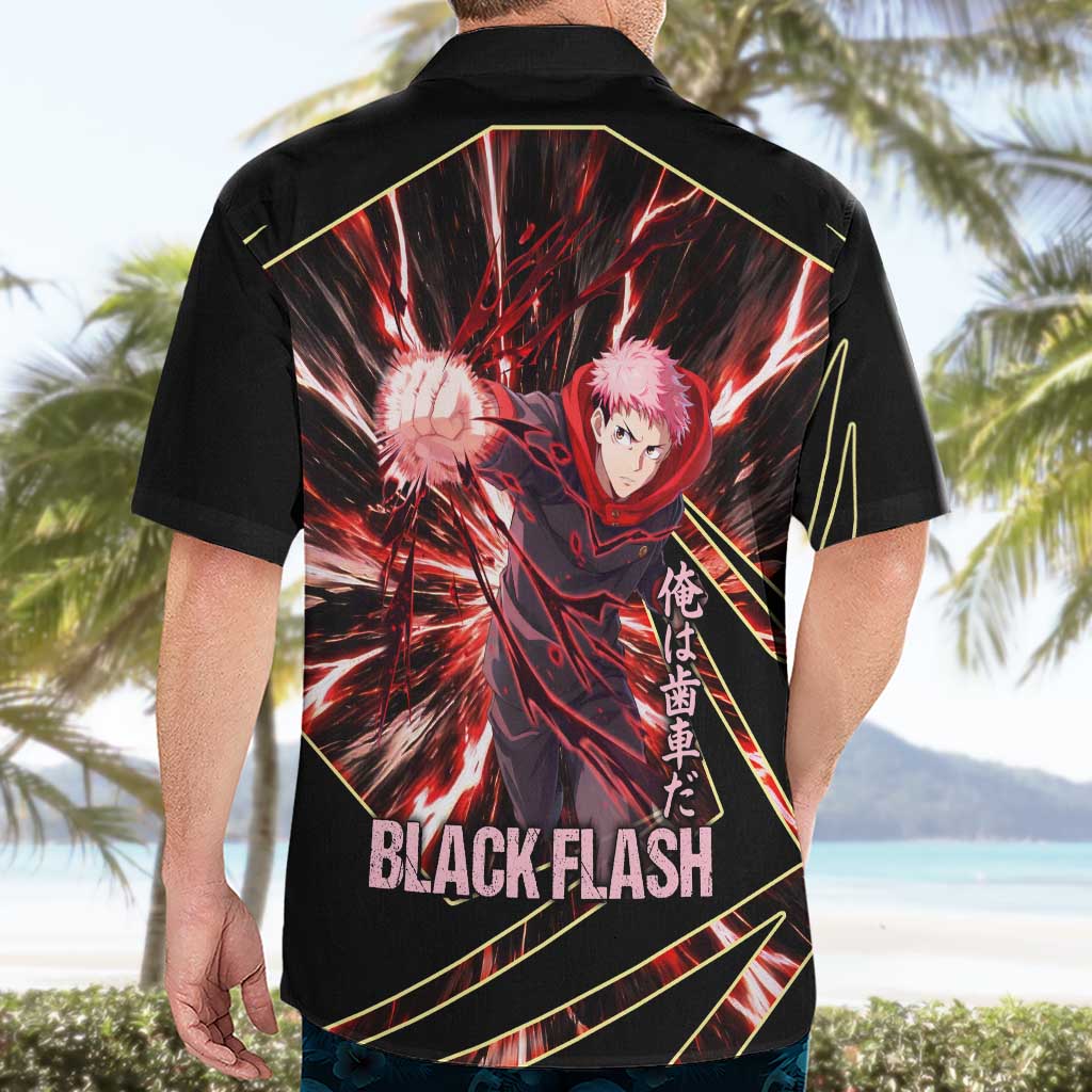 Yuji Itadori Black Flash Hawaiian Shirt Dynamic Cursed Energy Burst Style
