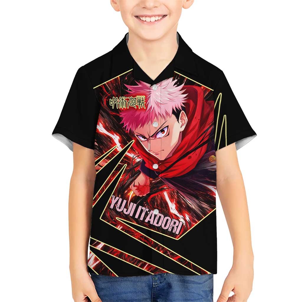 Yuji Itadori Black Flash Hawaiian Shirt Dynamic Cursed Energy Burst Style