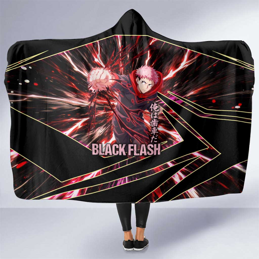 Yuji Itadori Black Flash Hooded Blanket Dynamic Cursed Energy Burst Style