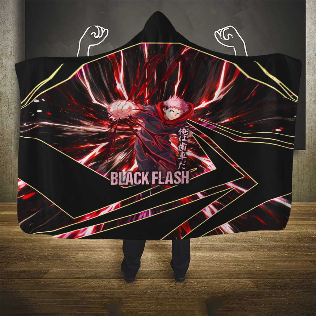 Yuji Itadori Black Flash Hooded Blanket Dynamic Cursed Energy Burst Style