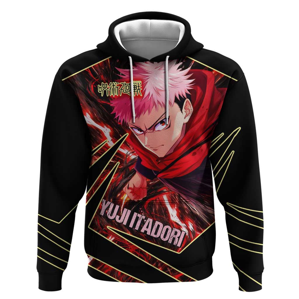 Yuji Itadori Black Flash Hoodie Dynamic Cursed Energy Burst Style