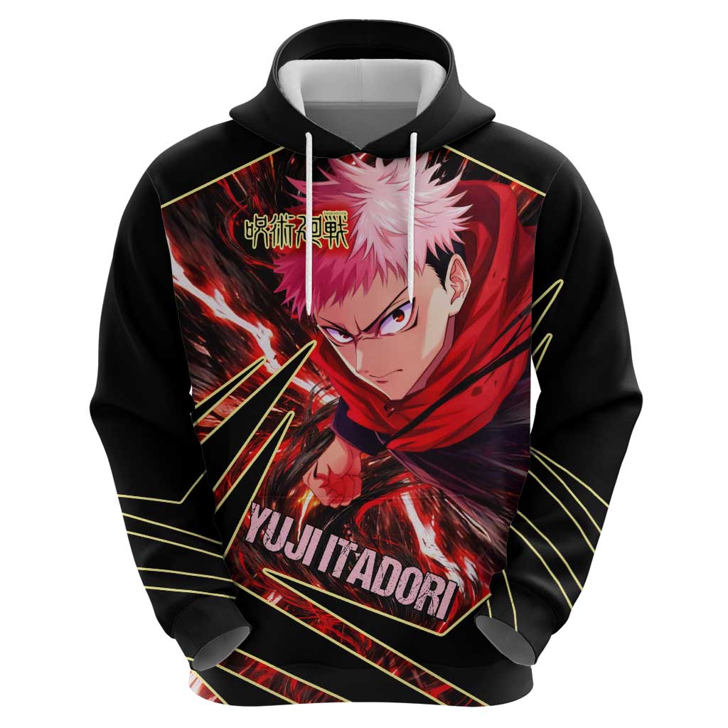 Yuji Itadori Black Flash Hoodie Dynamic Cursed Energy Burst Style