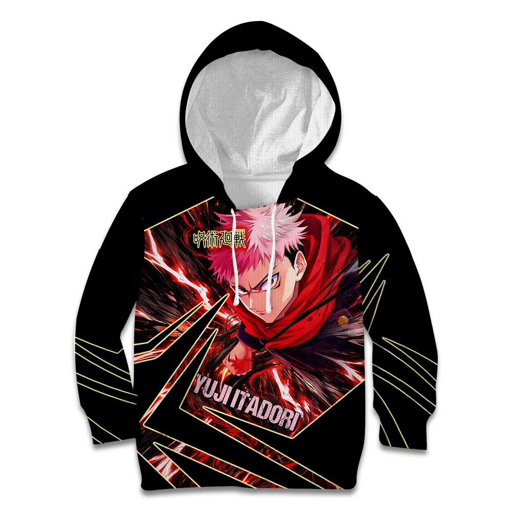 Yuji Itadori Black Flash Kid Hoodie Dynamic Cursed Energy Burst Style