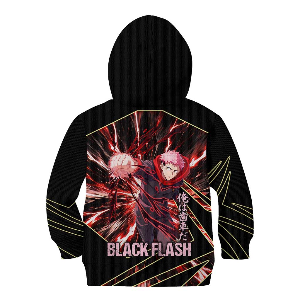 Yuji Itadori Black Flash Kid Hoodie Dynamic Cursed Energy Burst Style