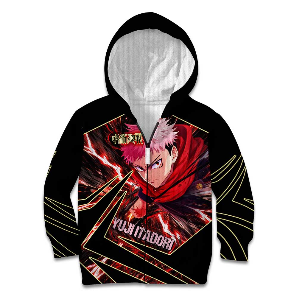 Yuji Itadori Black Flash Kid Hoodie Dynamic Cursed Energy Burst Style