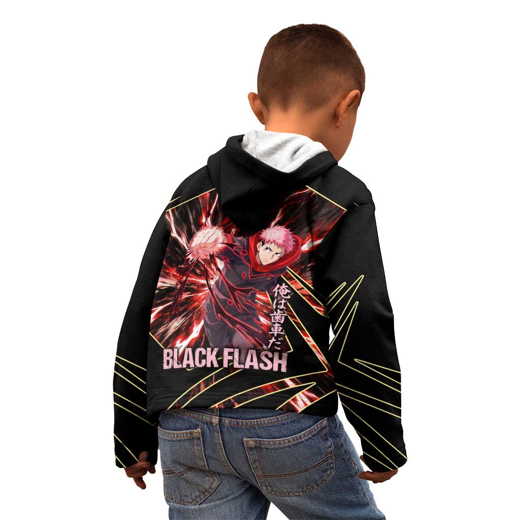 Yuji Itadori Black Flash Kid Hoodie Dynamic Cursed Energy Burst Style