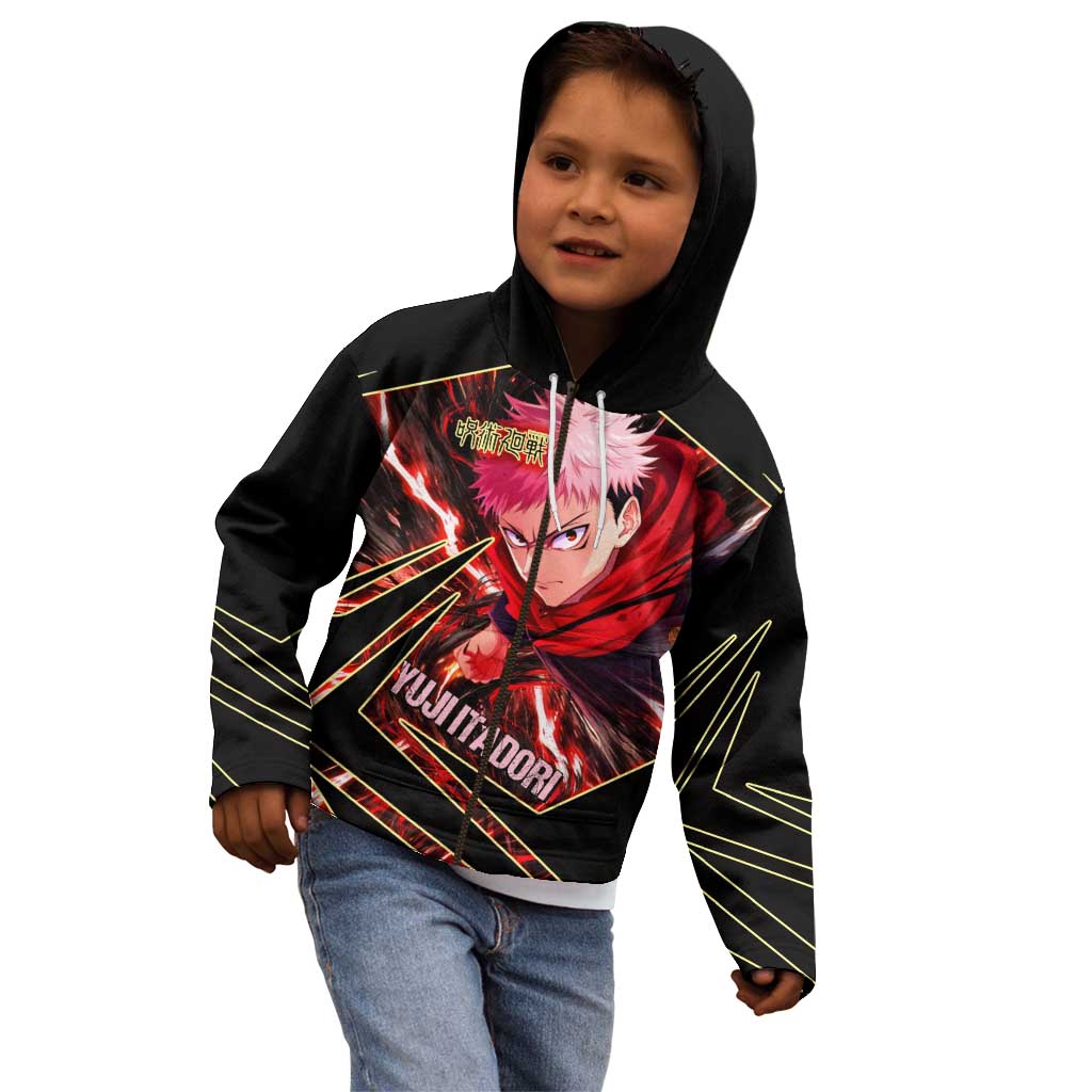 Yuji Itadori Black Flash Kid Hoodie Dynamic Cursed Energy Burst Style