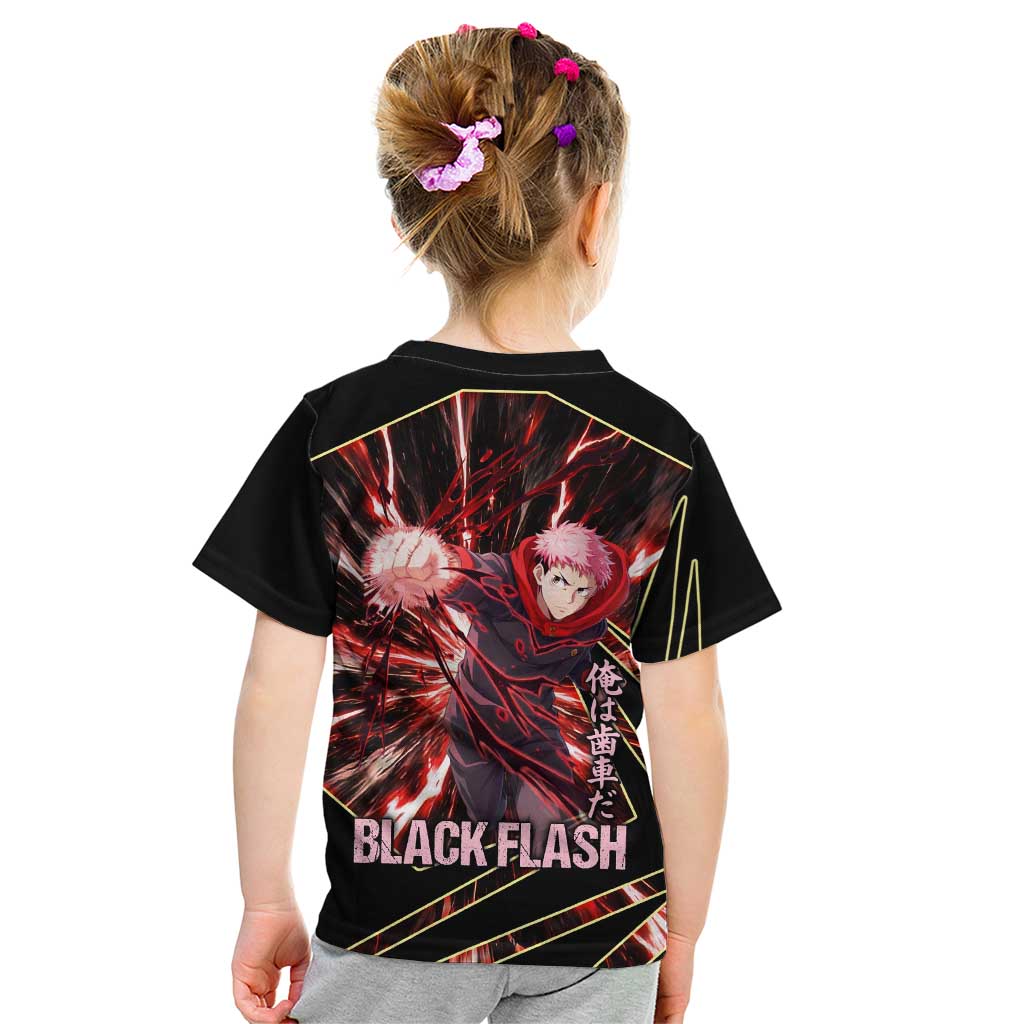 Yuji Itadori Black Flash Kid T Shirt Dynamic Cursed Energy Burst Style