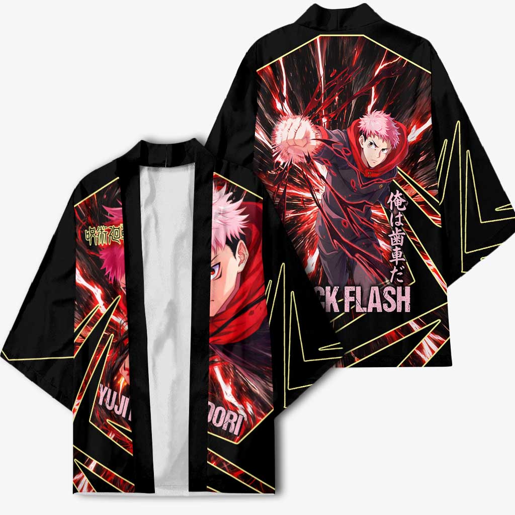 Yuji Itadori Black Flash Kimono Dynamic Cursed Energy Burst Style