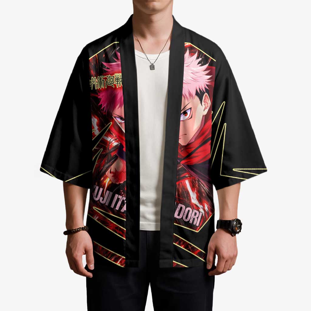 Yuji Itadori Black Flash Kimono Dynamic Cursed Energy Burst Style