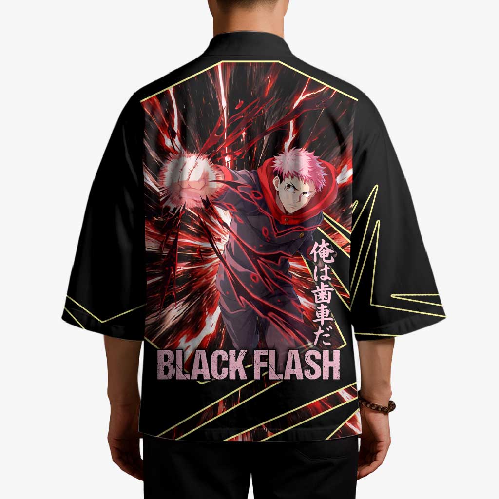 Yuji Itadori Black Flash Kimono Dynamic Cursed Energy Burst Style