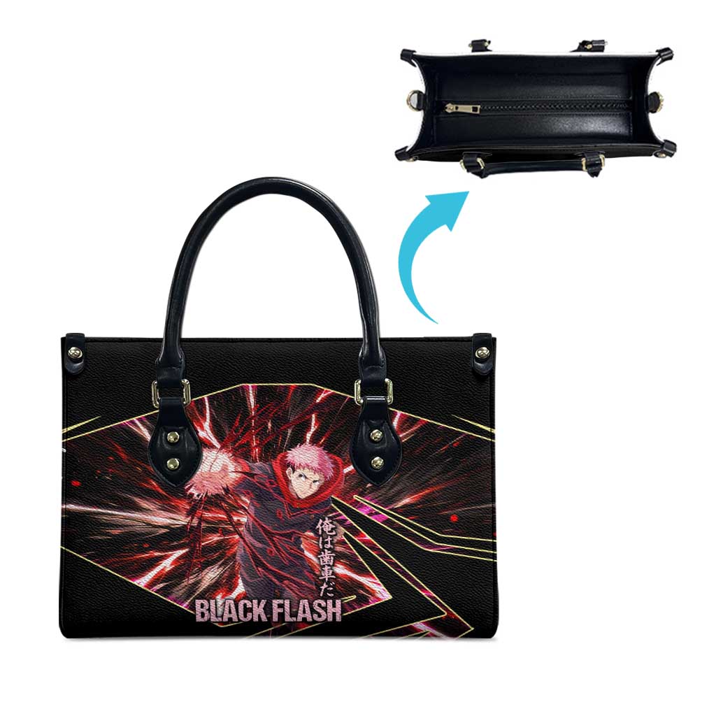 Yuji Itadori Black Flash Leather Bag Dynamic Cursed Energy Burst Style