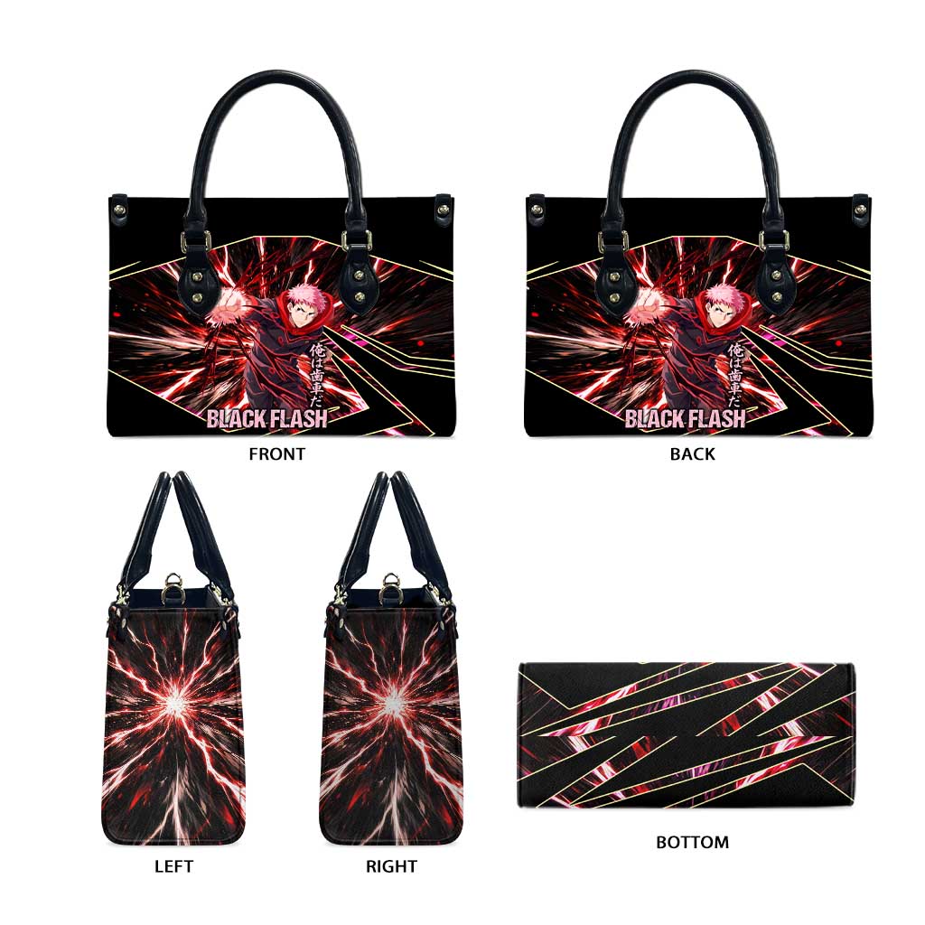 Yuji Itadori Black Flash Leather Bag Dynamic Cursed Energy Burst Style