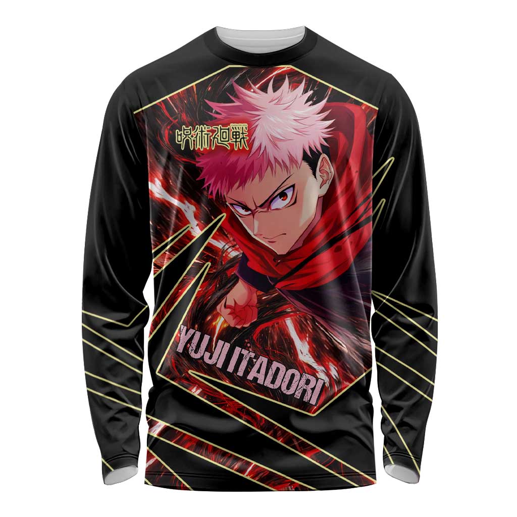 Yuji Itadori Black Flash Long Sleeve Shirt Dynamic Cursed Energy Burst Style