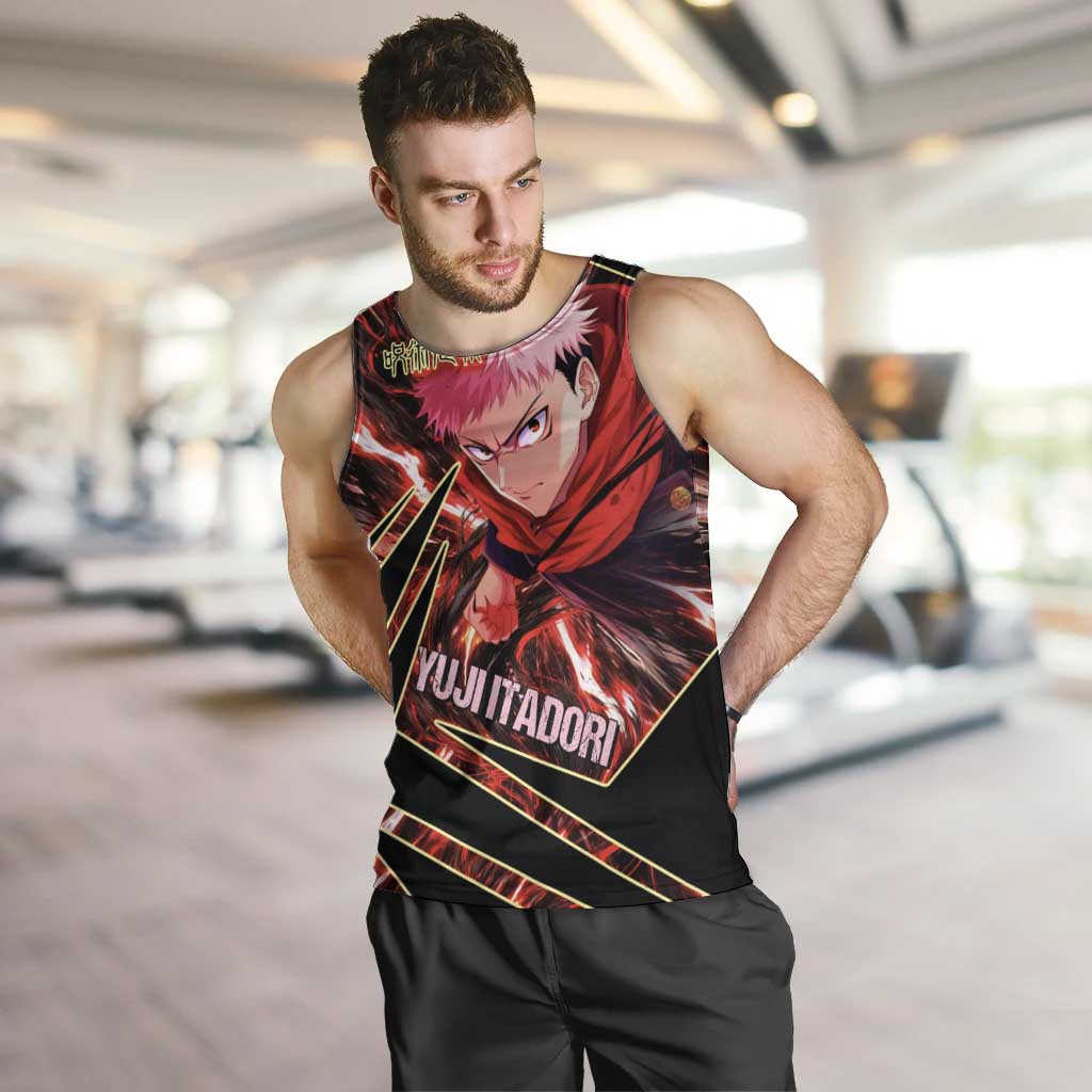 Yuji Itadori Black Flash Men Tank Top Dynamic Cursed Energy Burst Style