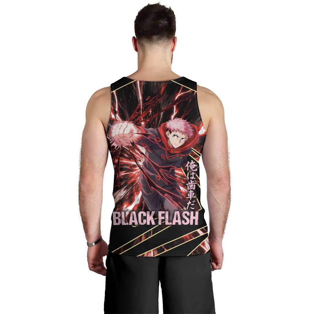 Yuji Itadori Black Flash Men Tank Top Dynamic Cursed Energy Burst Style