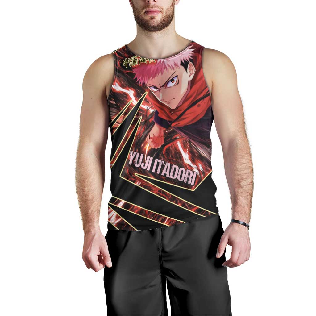 Yuji Itadori Black Flash Men Tank Top Dynamic Cursed Energy Burst Style