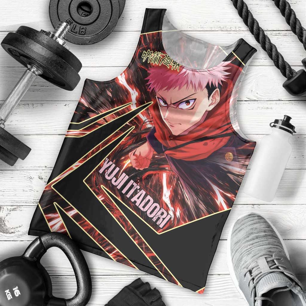 Yuji Itadori Black Flash Men Tank Top Dynamic Cursed Energy Burst Style