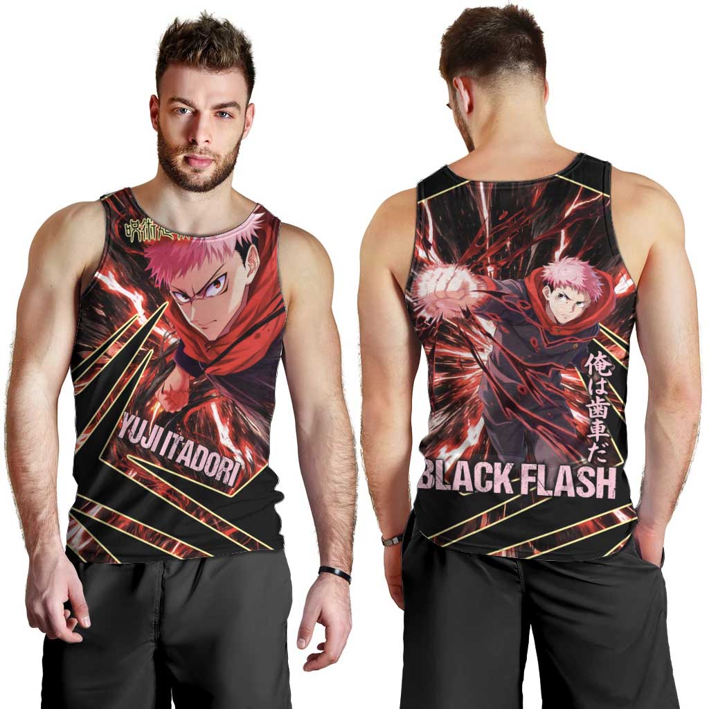Yuji Itadori Black Flash Men Tank Top Dynamic Cursed Energy Burst Style