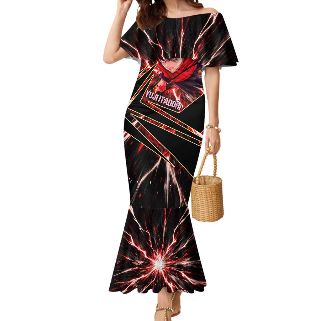 Yuji Itadori Black Flash Mermaid Dress Dynamic Cursed Energy Burst Style